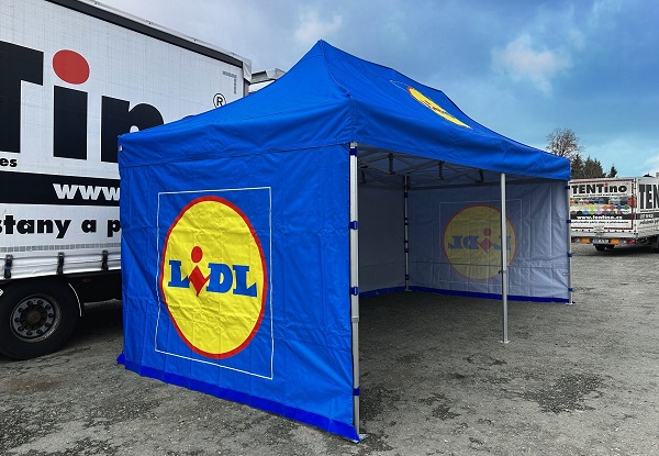 namiot z własnym nadrukiem LIDL od producenta TENTino do sieci